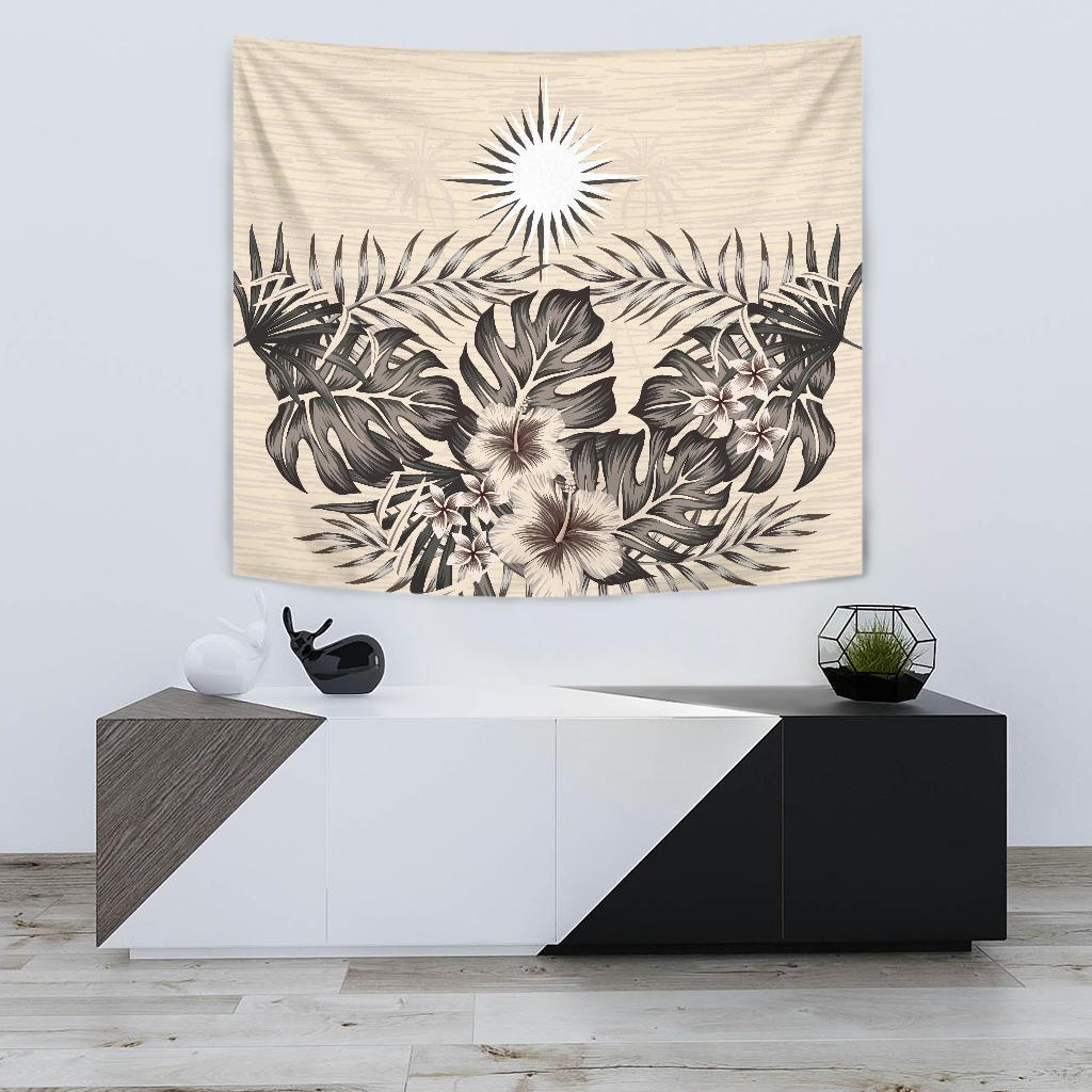 Marshall Islands Tapestry - The Beige Hibiscus - Vibe Hoodie Shop