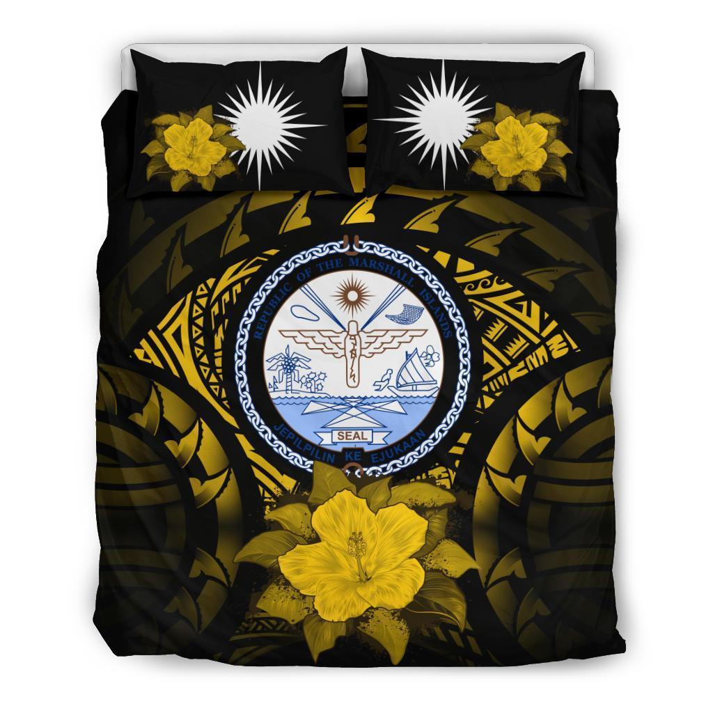 Marshall Islands Yellow Hibiscus Bedding Set - Vibe Hoodie Shop