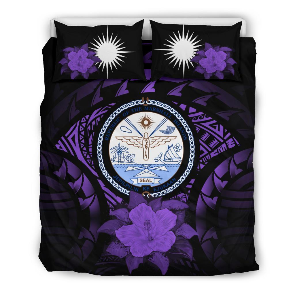 Marshall Islands Purple Hibiscus Bedding Set - Vibe Hoodie Shop