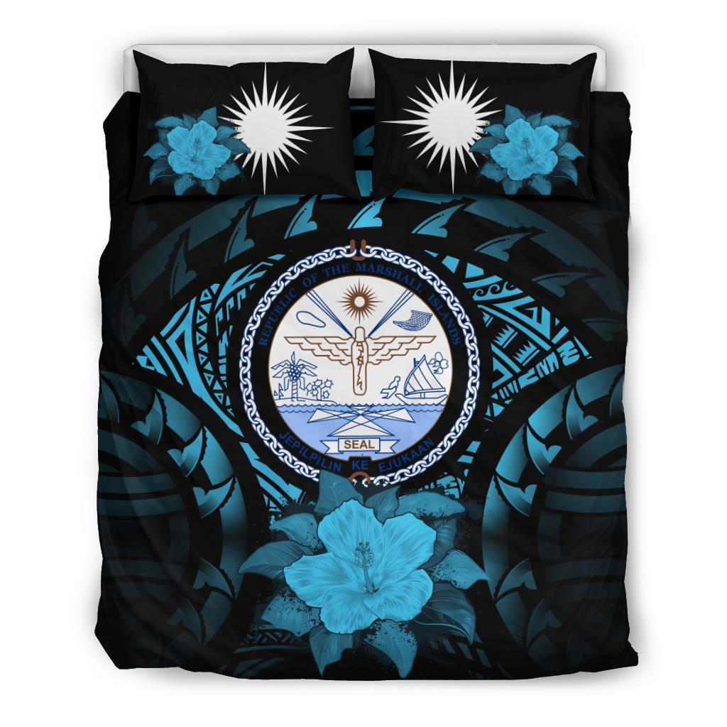 Marshall Islands Blue Hibiscus Bedding Set - Vibe Hoodie Shop