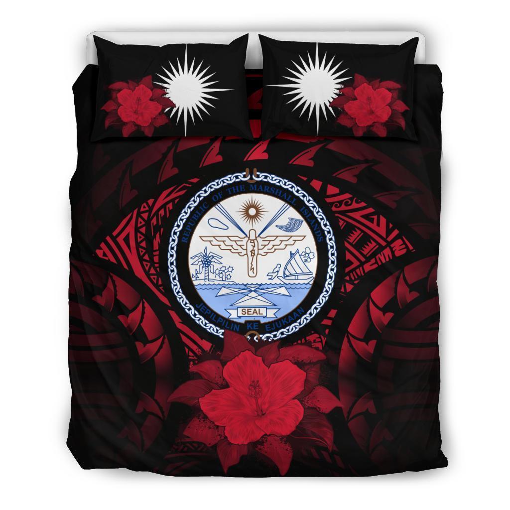 Marshall Islands Red Hibiscus Bedding Set - Vibe Hoodie Shop