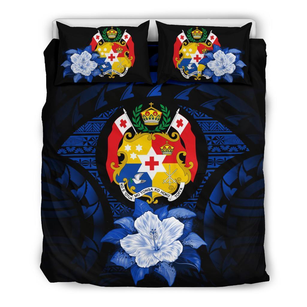 Tonga Dark Blue Hibiscus Bedding Set - Vibe Hoodie Shop