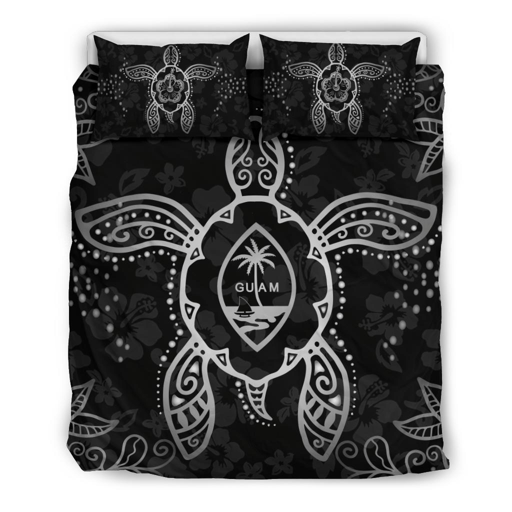 Guam Bedding Set - Turtle Hibiscus Gray - Vibe Hoodie Shop