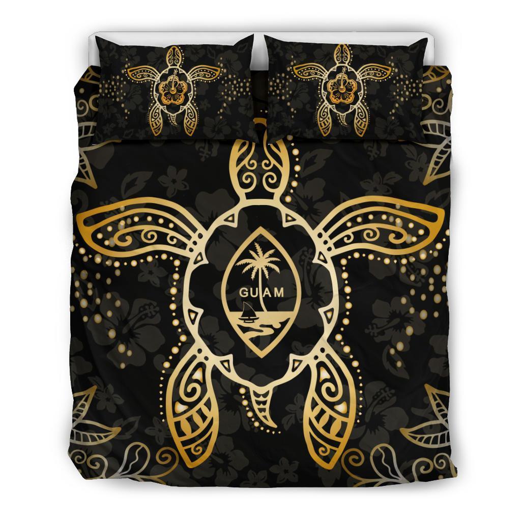 Guam Bedding Set - Turtle Hibiscus Gold - Vibe Hoodie Shop