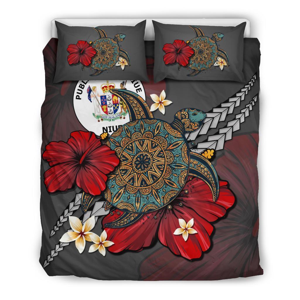 Niue Bedding Set - Gray Turtle Tribal - Vibe Hoodie Shop