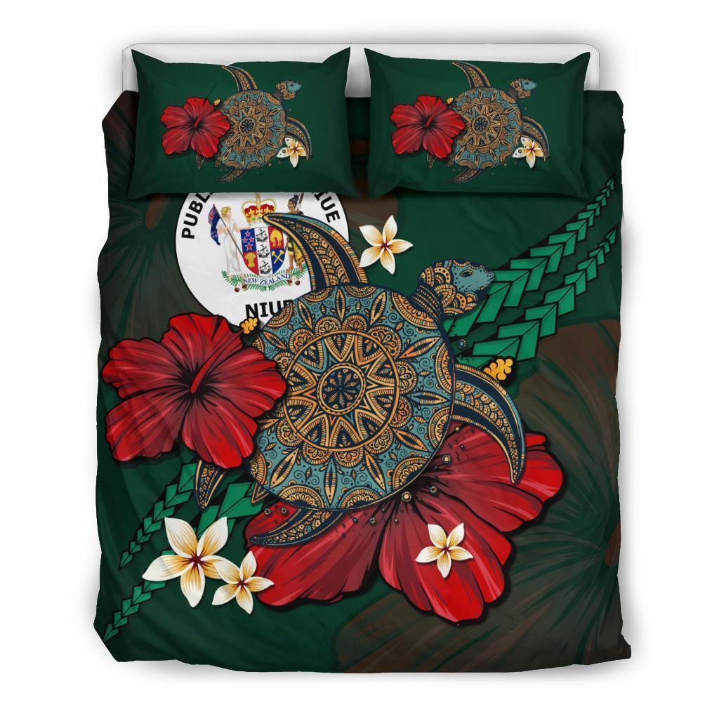 Niue Bedding Set - Green Turtle Tribal - Vibe Hoodie Shop