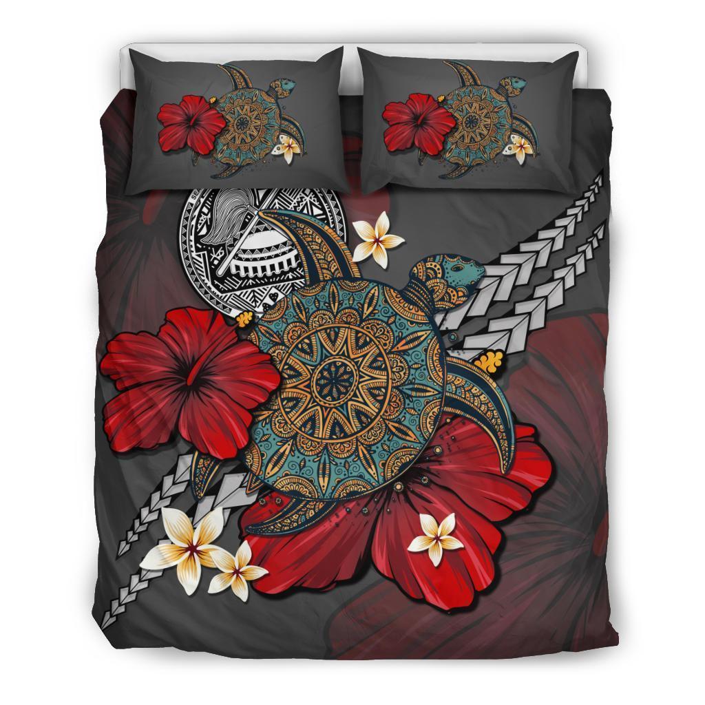 American Samoa Bedding Set - Gray Turtle Tribal - Vibe Hoodie Shop