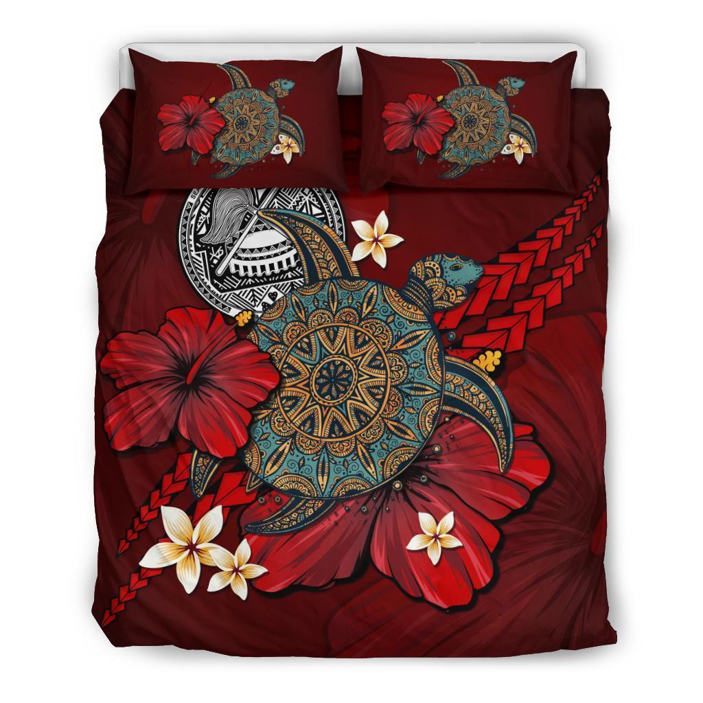 American Samoa Bedding Set - Red Turtle Tribal - Vibe Hoodie Shop