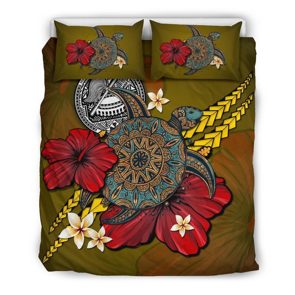 American Samoa Bedding Set - Yellow Turtle Tribal - Vibe Hoodie Shop