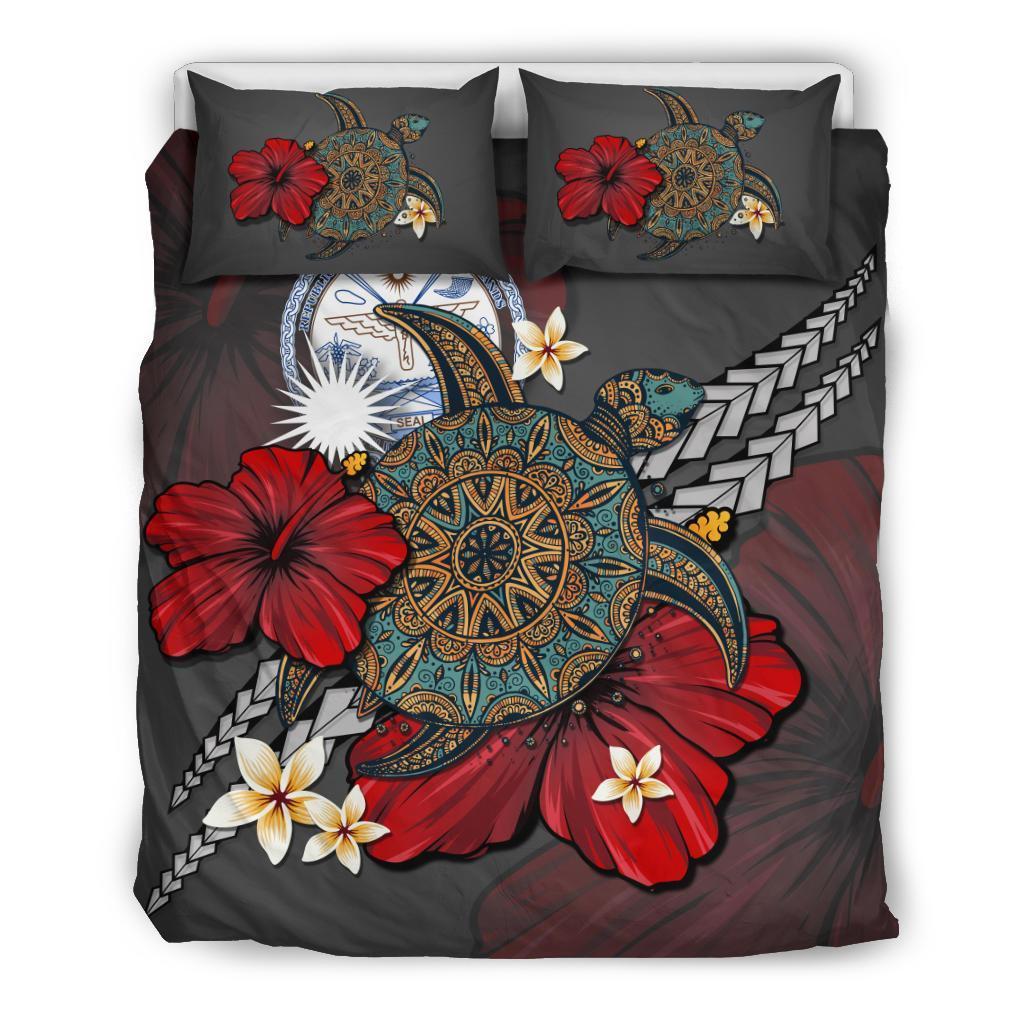 Marshall Islands Bedding Set - Gray Turtle Tribal - Vibe Hoodie Shop