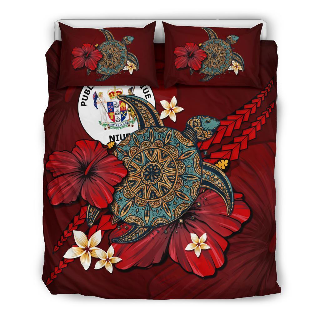 Niue Bedding Set - Red Turtle Tribal - Vibe Hoodie Shop