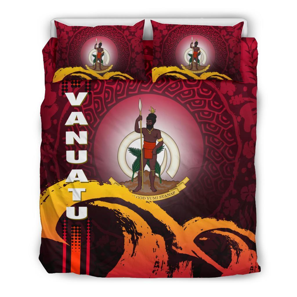 Vanuatu Bedding Set - Wave And Hibiscus Red - Vibe Hoodie Shop