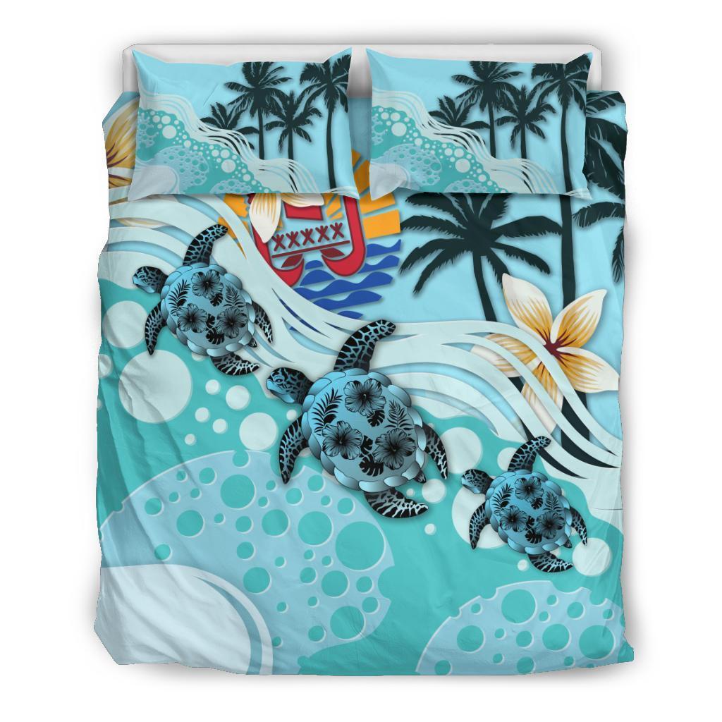 Tahiti Bedding Set - Blue Turtle Hibiscus - Vibe Hoodie Shop