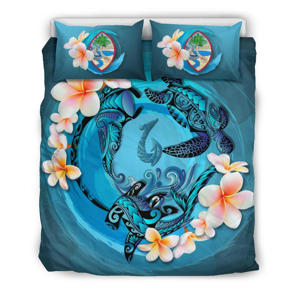 Guam Bedding Set - Blue Plumeria Animal Tattoo - Vibe Hoodie Shop