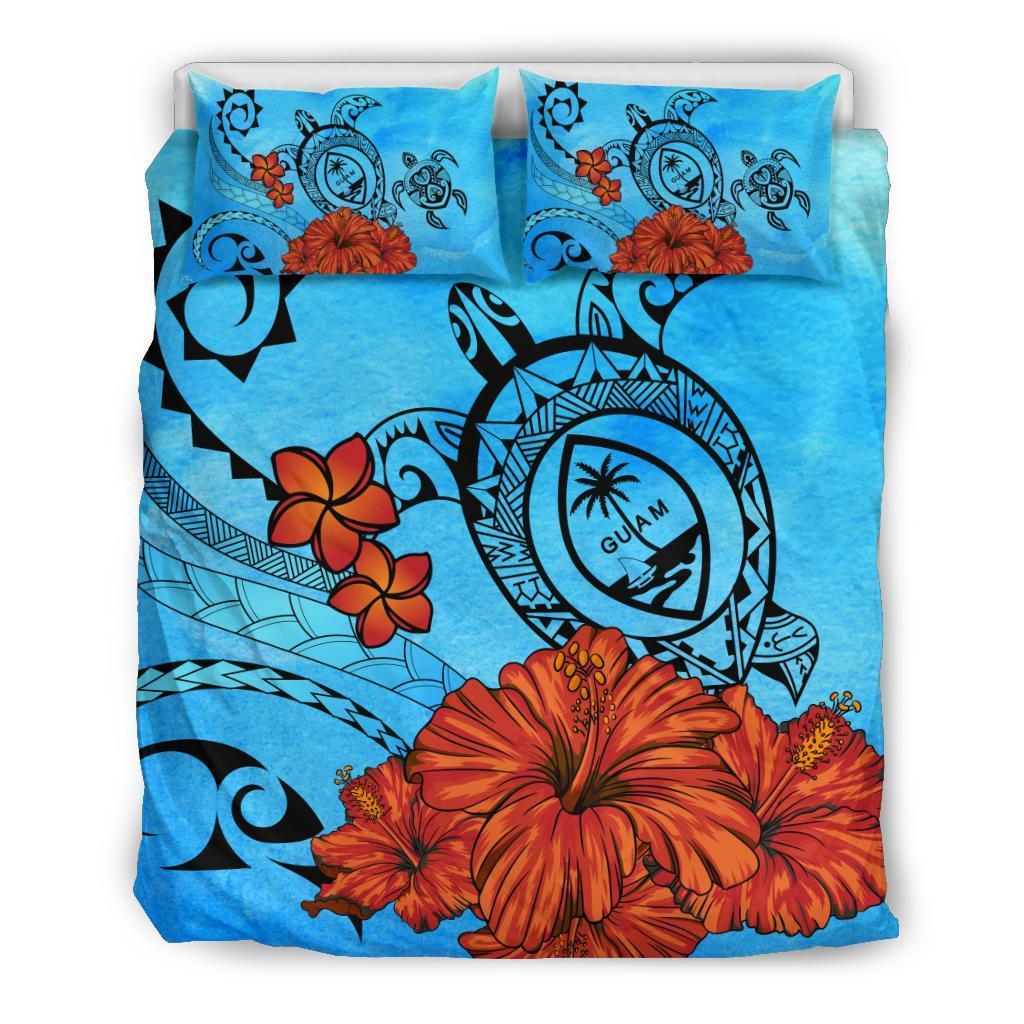 Guam Coat Of Arms Poly Sea Background Bedding Set - Vibe Hoodie Shop