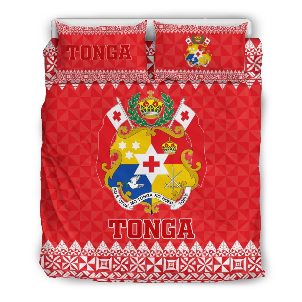 Tonga Coat Of Arms Bedding Set - Red Version - Vibe Hoodie Shop