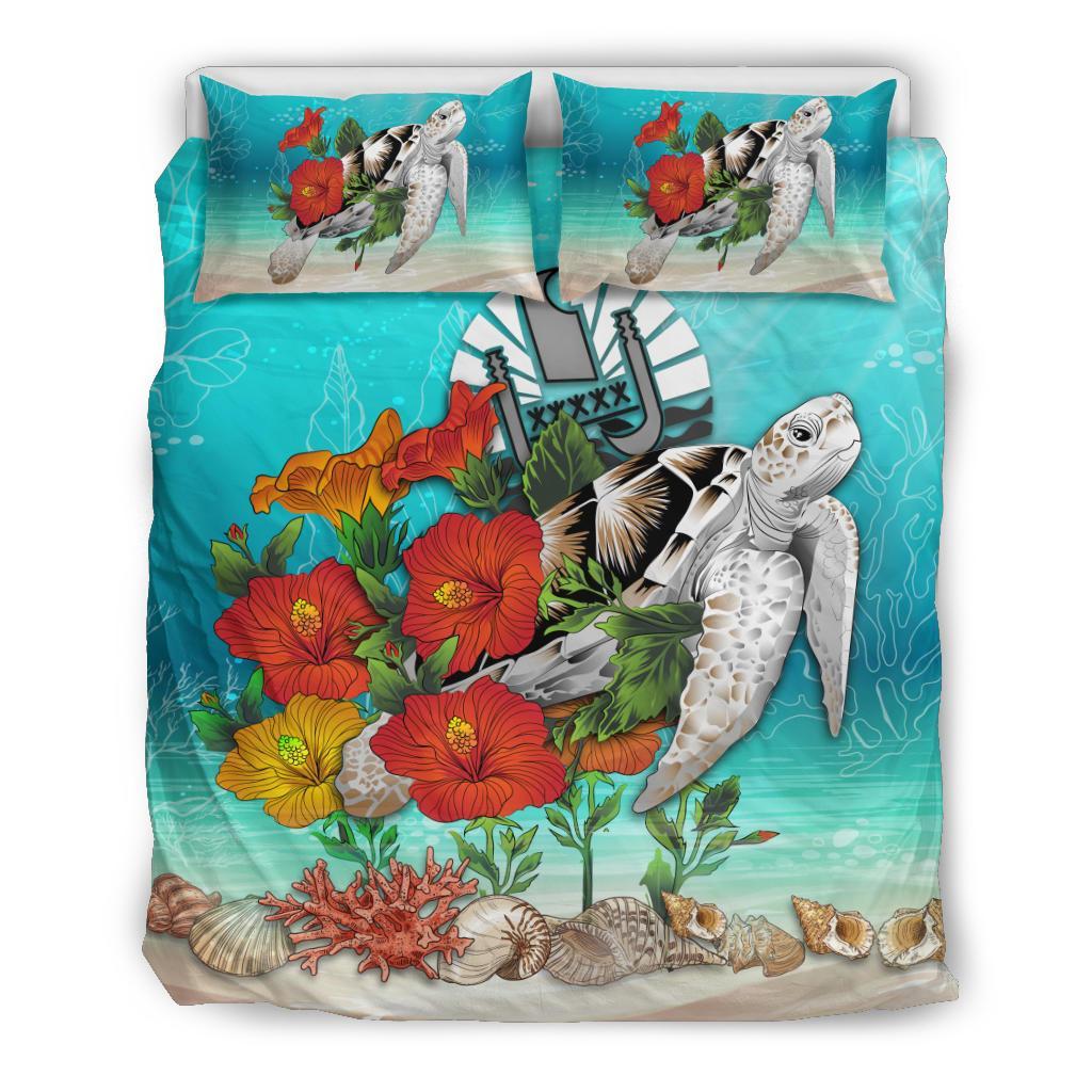 Tahiti Bedding Set - Ocean Turtle Hibiscus - Vibe Hoodie Shop