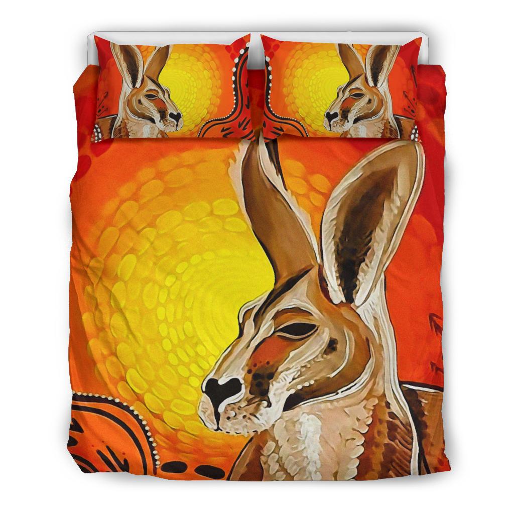 Kangaroo Bedding Sets, Aboriginal Patterns Drawing Painting - Vibe Hoodie Shop