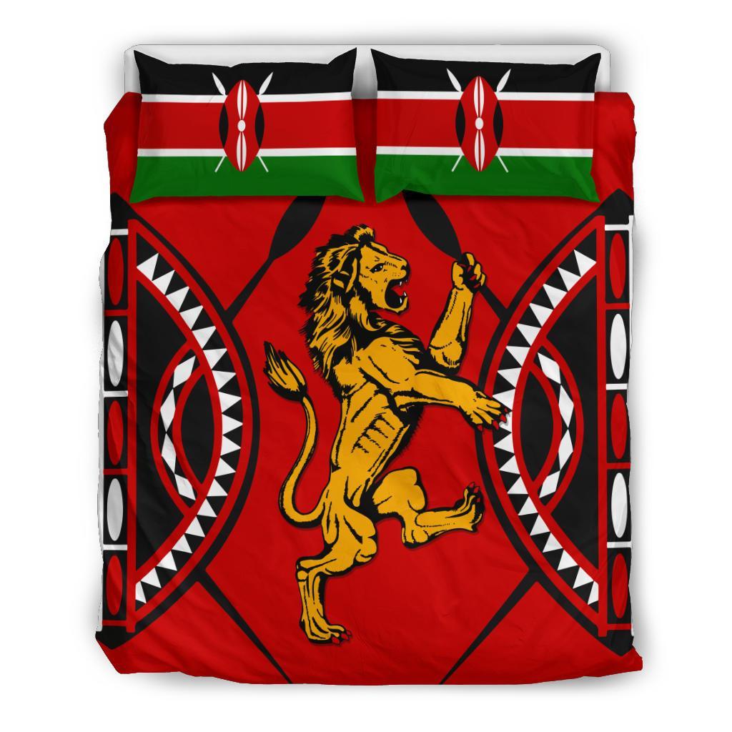 Kenya Rugby Lion Bedding Set Maasai Shield - Vibe Hoodie Shop