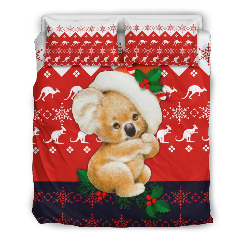 Christmas Bedding Sets - Koala Bed Kangaroo Symbol Snowflakes Sets - Vibe Hoodie Shop