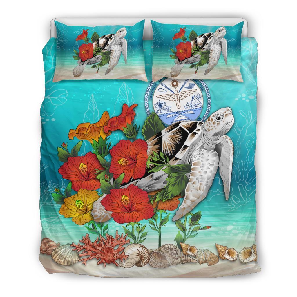 Marshall Islands Bedding Set - Ocean Turtle Hibiscus - Vibe Hoodie Shop