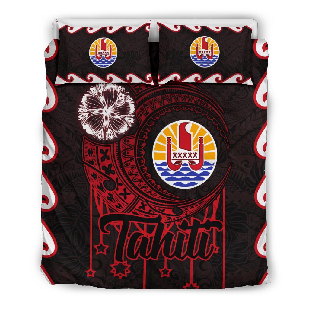 Tahiti Bedding Set French Polynesian Coat of Arms Tribal Style Red Version - Vibe Hoodie Shop