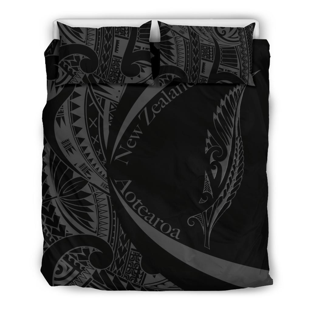 New Zealand Silver Fern Bedding Set Maori Tattoo Circle Style - Vibe Hoodie Shop