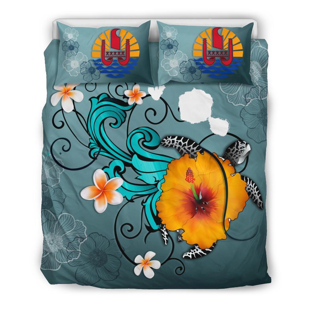 Tahiti Bedding Set - Map Turtle Hibiscus - Vibe Hoodie Shop