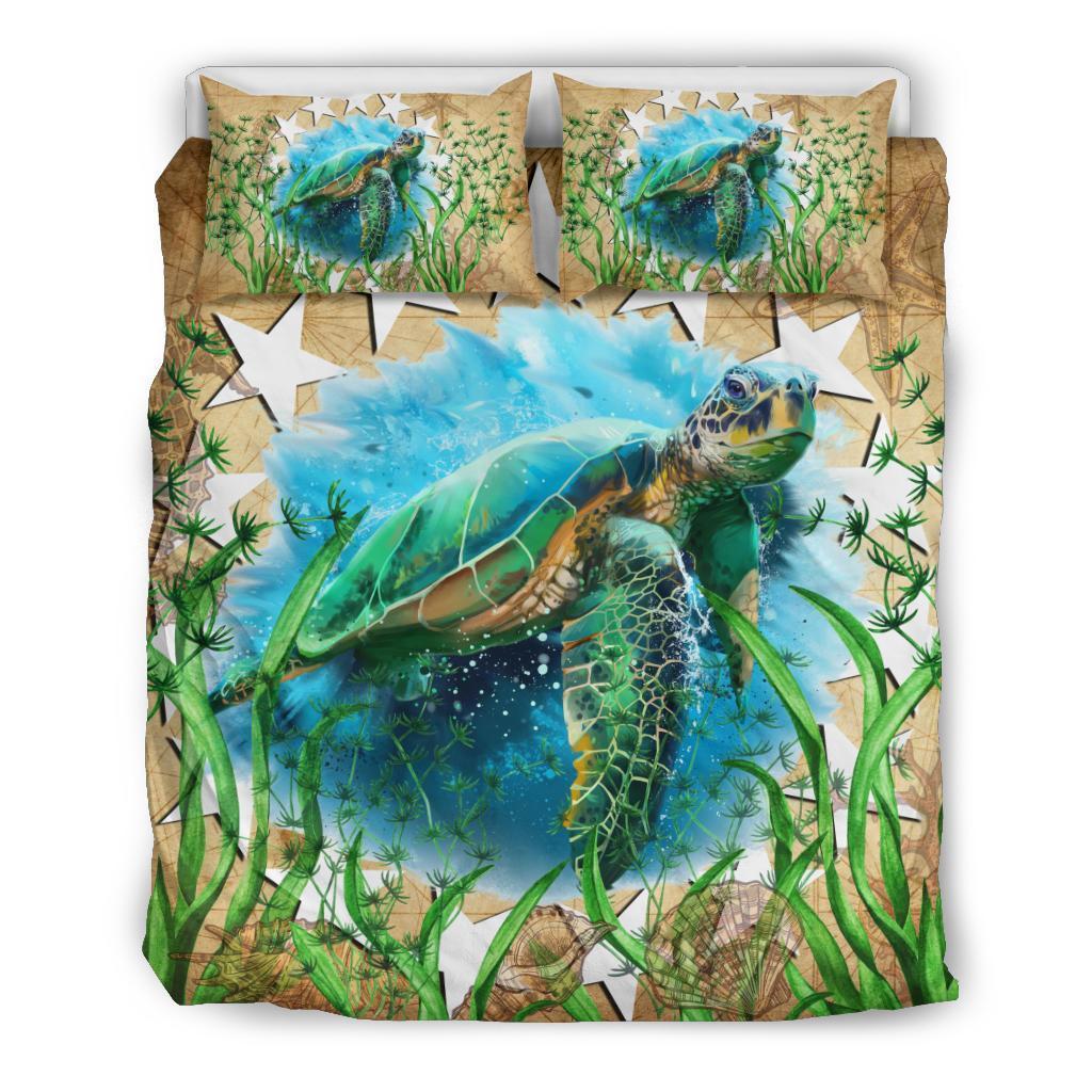 Cook Islands Bedding Set Sea Turtle Vintage - Vibe Hoodie Shop