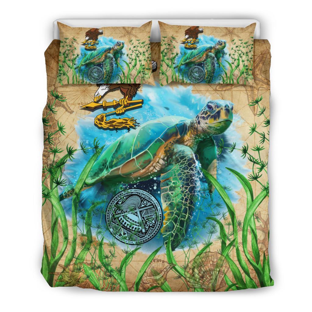 American Samoa Bedding Set Sea Turtle Vintage - Vibe Hoodie Shop