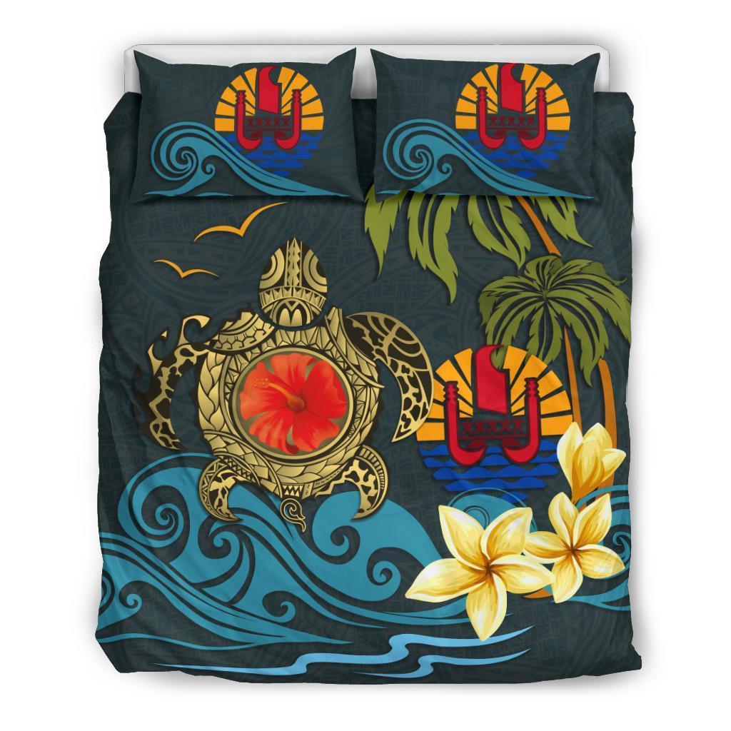 Tahiti Bedding Set - Coat Of Arm Turtle Hibiscus - Vibe Hoodie Shop