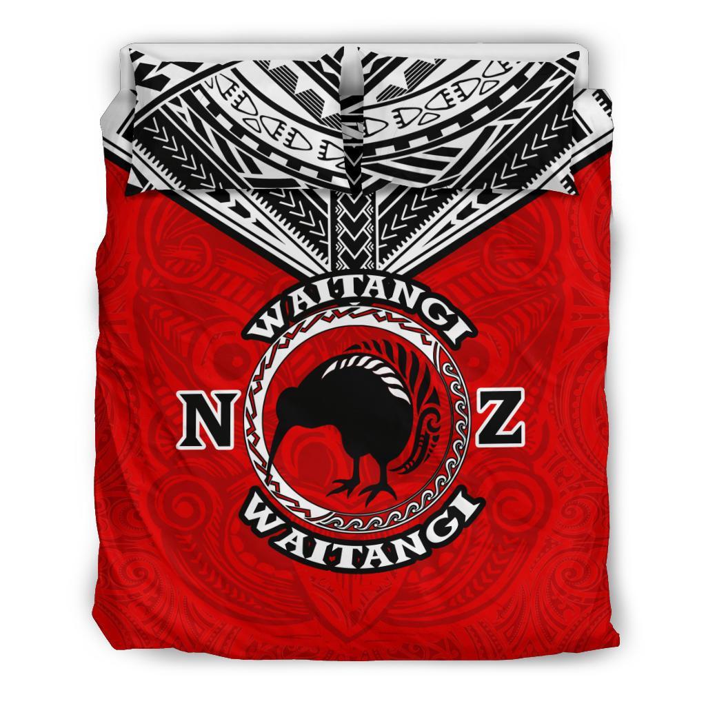 New Zealand Maori Bedding Set Waitangi Day - Red - Vibe Hoodie Shop