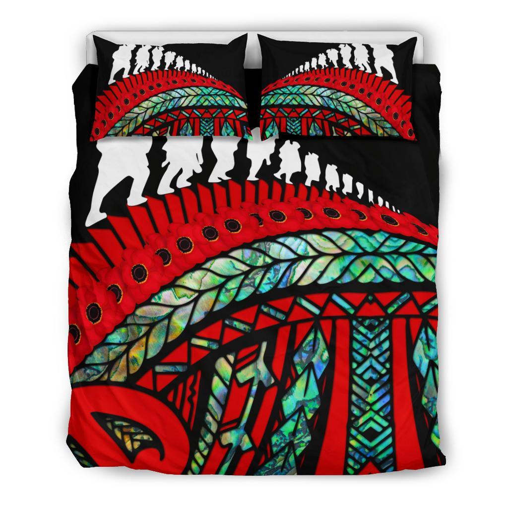 ANZAC New Zealand Bedding Set, Poppies Lest We Forget Maori Duvet Cover Soldiers Paua - Vibe Hoodie Shop