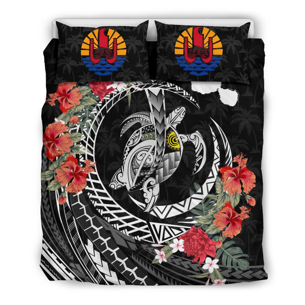 Tahiti Bedding Set - Polynesia Map Turtle Hibiscus - Vibe Hoodie Shop