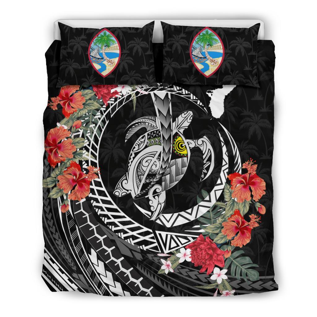 Guam Bedding Set - Polynesia Map Turtle Hibiscus - Vibe Hoodie Shop