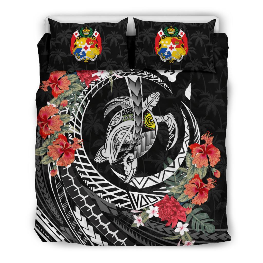 Tonga Bedding Set - Polynesia Map Turtle Hibiscus - Vibe Hoodie Shop