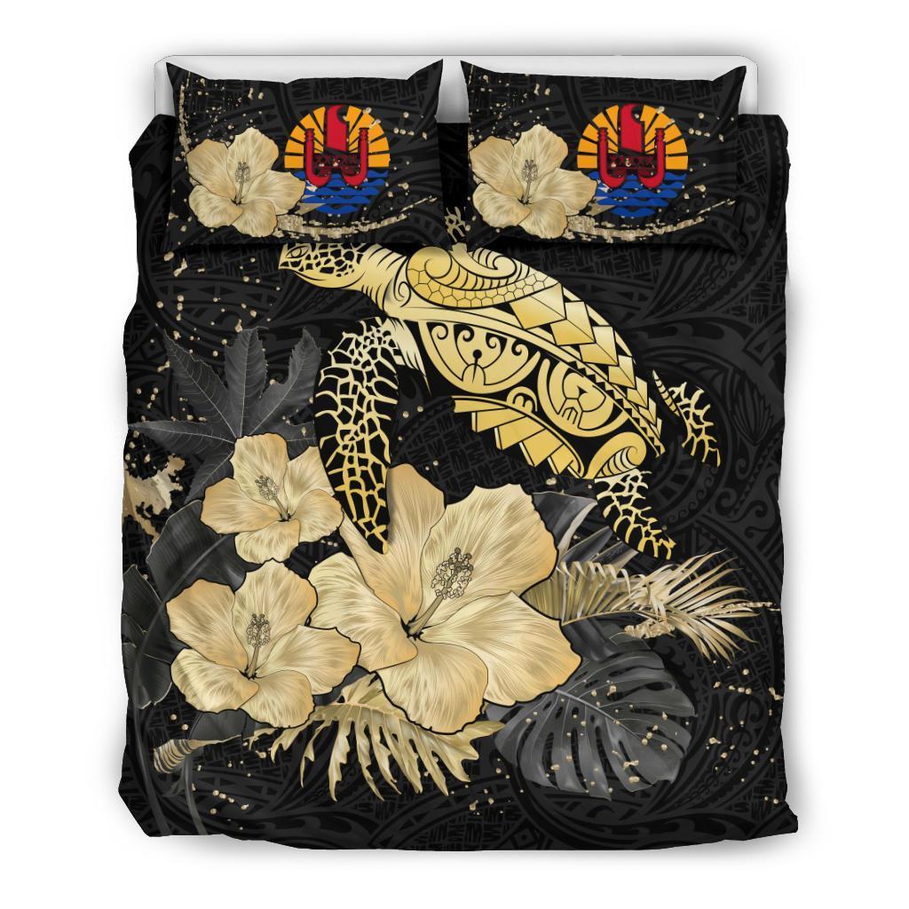 Tahiti Bedding Set - Turtle Hibiscus Gold Special - Vibe Hoodie Shop