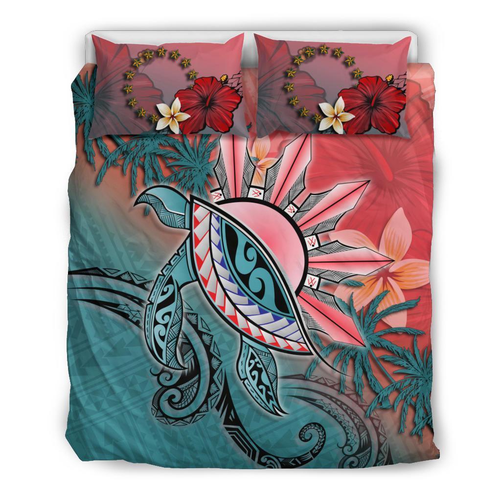 Cook Islands Bedding Set - Polynesian Turtle and Sun - Vibe Hoodie Shop