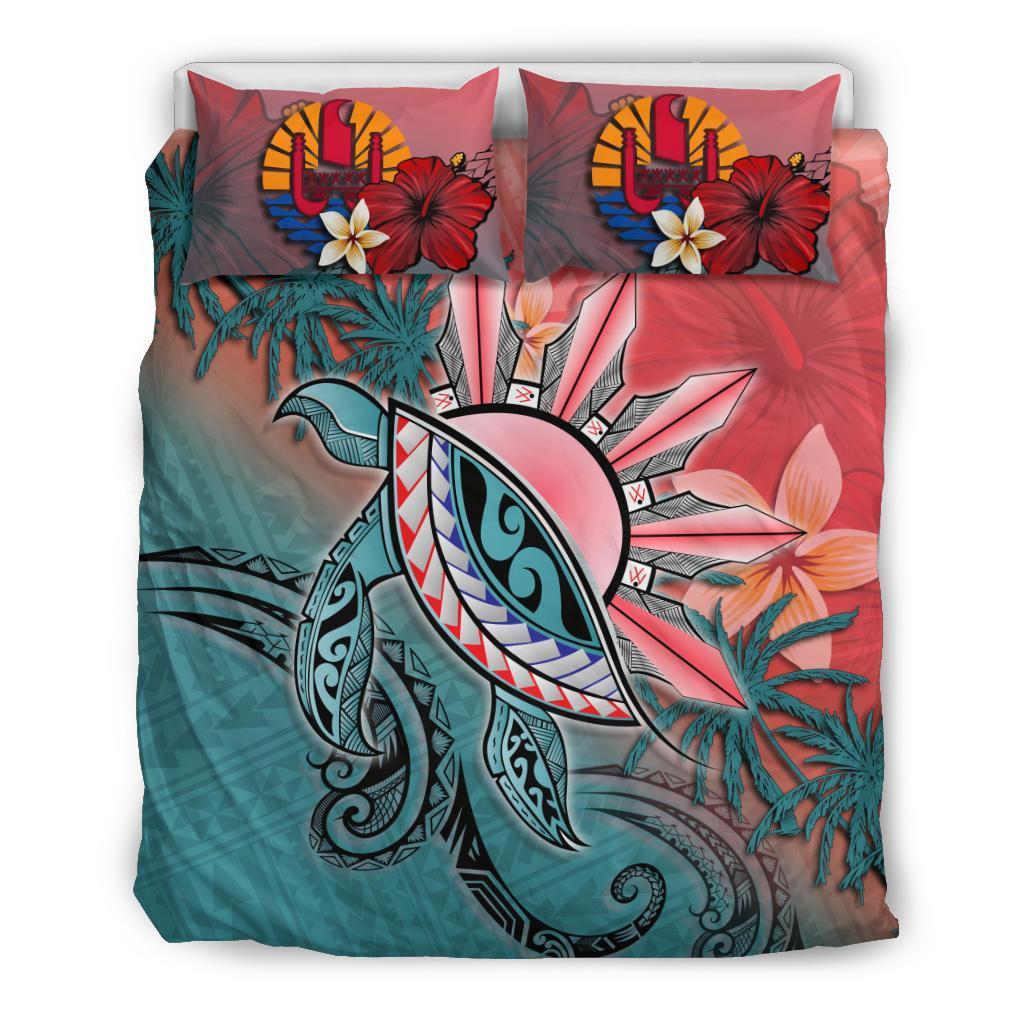 Tahiti Bedding Set - Polynesian Turtle and Sun - Vibe Hoodie Shop