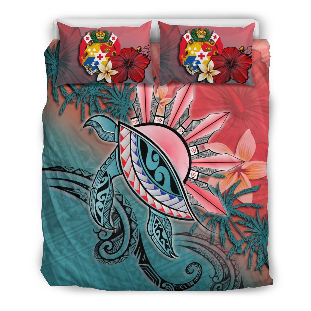 Tongan Bedding Set - Polynesian Turtle And Sun - Vibe Hoodie Shop