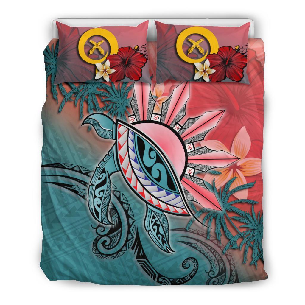 Vanuatu Bedding Set - Polynesian Turtle And Sun - Vibe Hoodie Shop