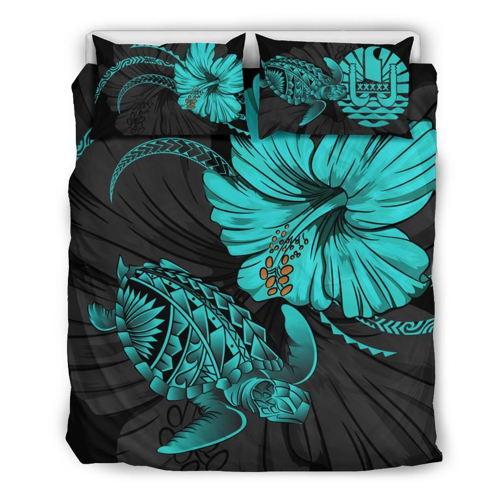 Tahiti Turtle Acacia Hibiscus Poly Bedding Set - Vibe Hoodie Shop