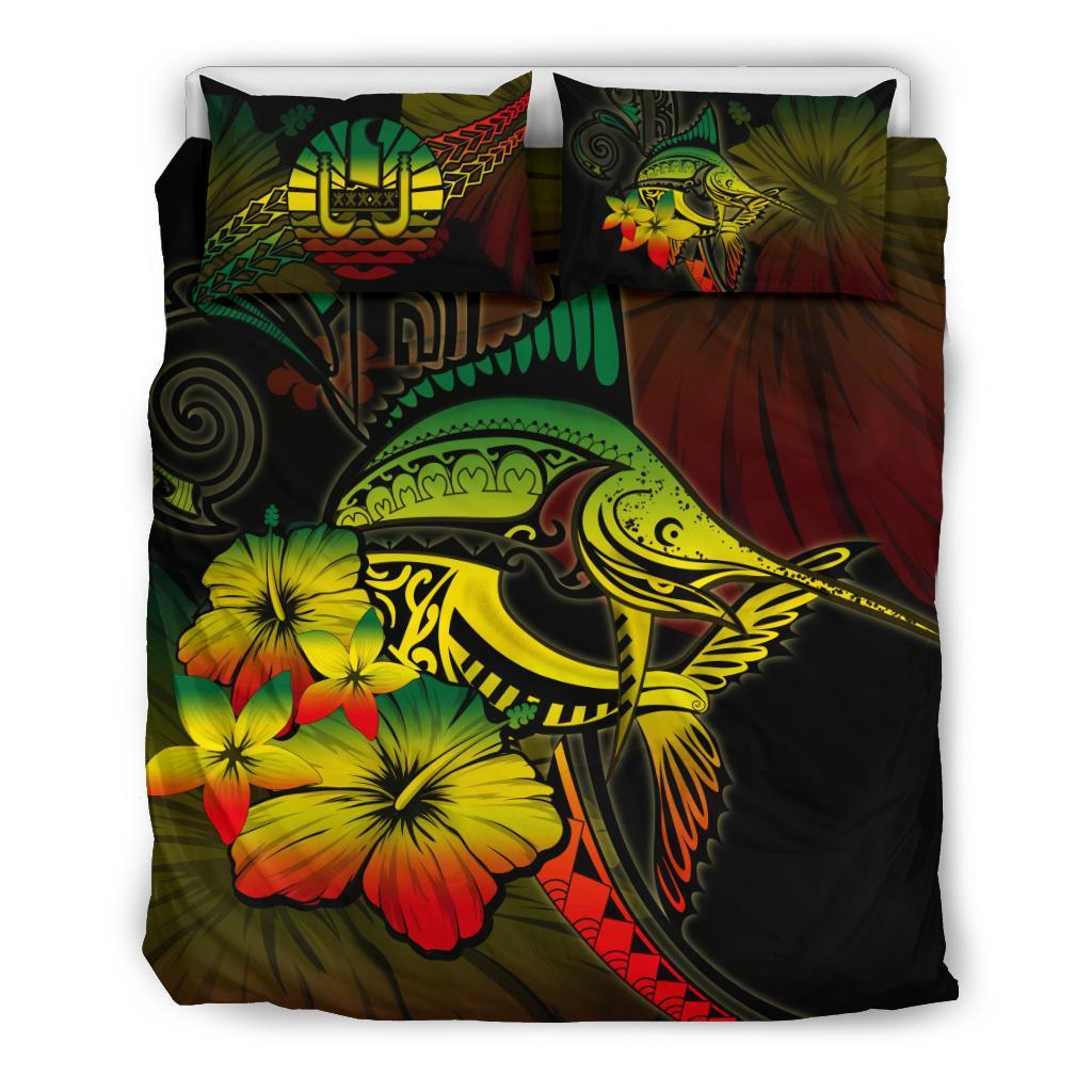 Tahiti Bedding Set - Reggae Marlin and Hibiscus - Vibe Hoodie Shop