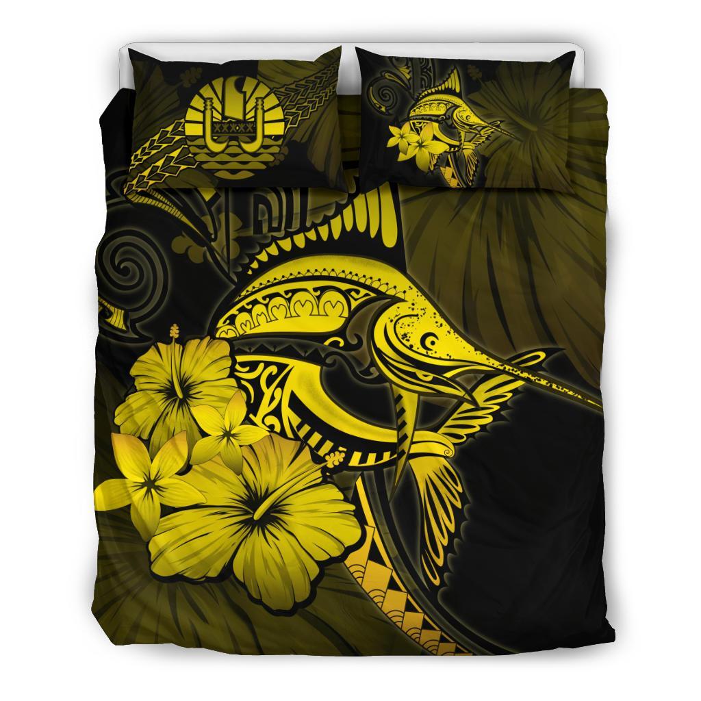 Tahiti Bedding Set - Yellow Marlin and Hibiscus - Vibe Hoodie Shop