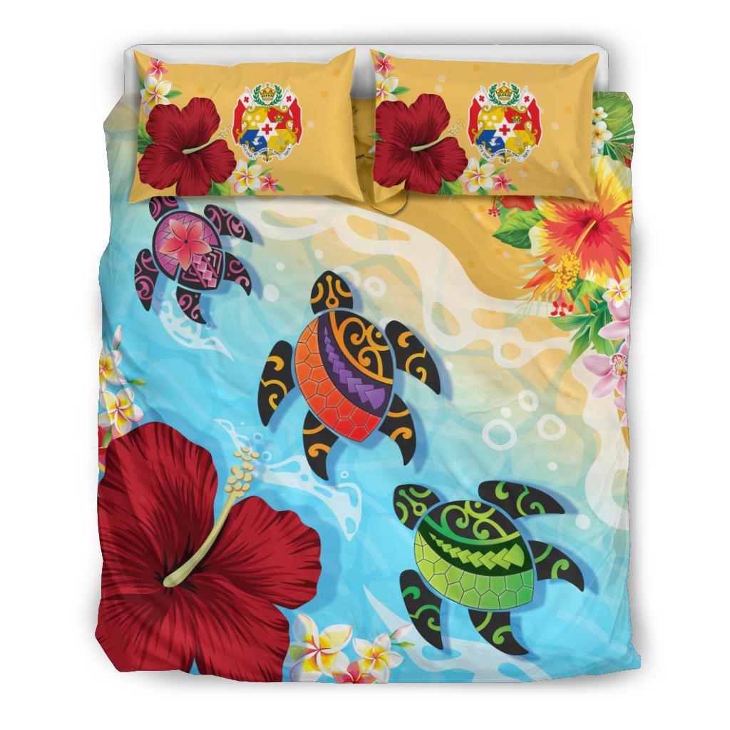 Tonga Duvet Covers - Turtle Polynesian Hibiscus - Vibe Hoodie Shop