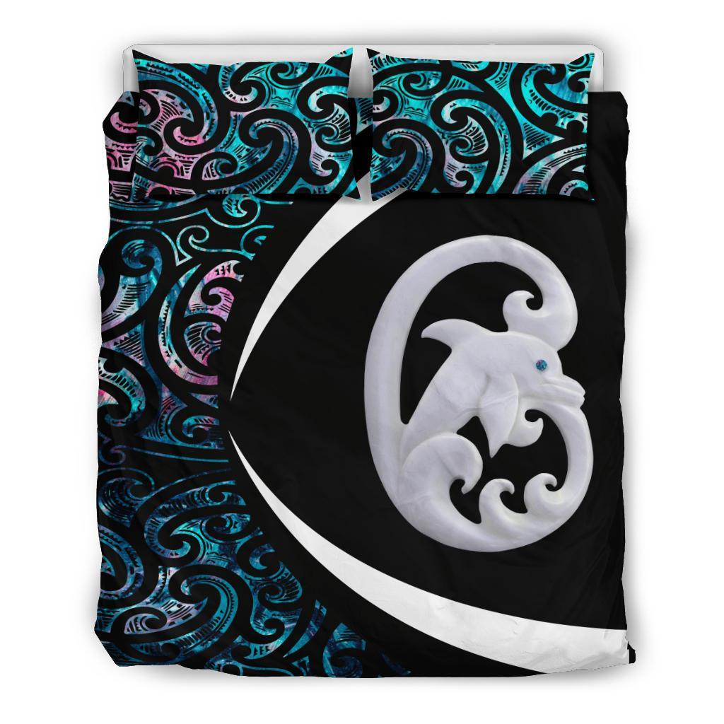 Aotearoa Maori Dolphin Bedding Set, Koru Aihe Paua Shell Duvet Covers - Vibe Hoodie Shop