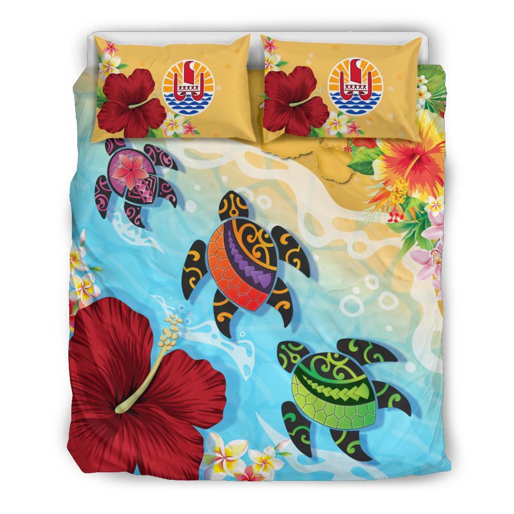 Tahiti Duvet Covers - Turtle Polynesian Hibiscus - Vibe Hoodie Shop