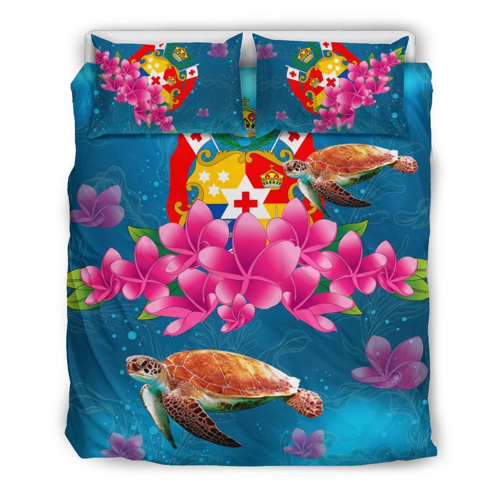 Tonga Plumeria Kanaka Turtle Sea Bedding Set - Ah - Vibe Hoodie Shop