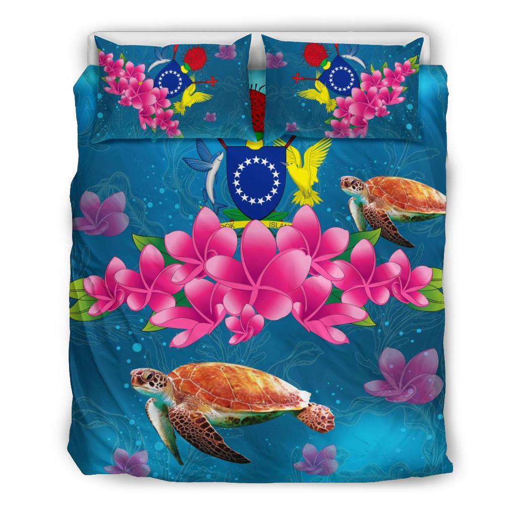 Cook Islands Plumeria Kanaka Turtle Sea Bedding Set - AH - Vibe Hoodie Shop