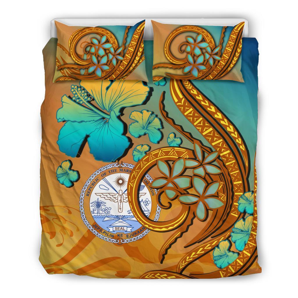 Marshall Islands Polynesian Bedding Set Sunset Glow - Vibe Hoodie Shop